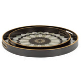 Savoy Gold Trim 2 Piece Round Tray Set - Mosaic