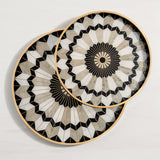Savoy Gold Trim 2 Piece Round Tray Set - Mosaic