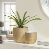 Brava Gold Spun Textured 7.5d" Drop Pot Planter