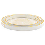 Savoy Gold Trim 2 Piece Round Tray Set - Florence
