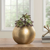 Dias Hammered Aluminum Pinched 9.5h" Round Vase - Antique Champagne