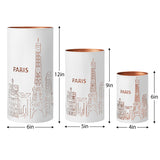 Paris Skyline Metal Cutout 3 Piece Hurricane Candle Holder Set