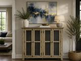 RUSTIC SHORES 4 DOOR HIGH CABINET - WEATHERED GREY