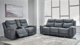 Dunwell Dual Power Reclining Sofa - Steel