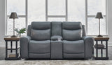 Dunwell Dual Power Reclining Loveseat - Steel