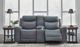 Front view of Dunwell power recliner loveseat