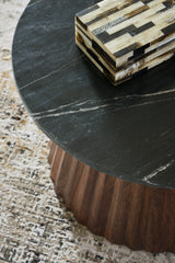 Top view of Hanfield accent coffee table showing clean and balanced design
