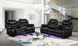Krypton Manual Reclining Sofa with drop down table and LED Lighting