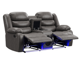 Krypton Manual Reclining Loveseat w/ Bluetooth Speaker and LED Lighting