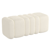 Modern Regal large ottoman in ivory bouclé angle view