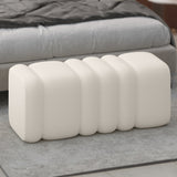 Regal large ottoman in ivory bouclé fabric front view
