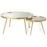 Close-up of Rose nesting tables highlighting elegant gold finish and craftsmanship