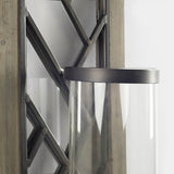Benji 24"H Brown Wood Frame Black Metal Accent Mirrored Wall Candle Holder