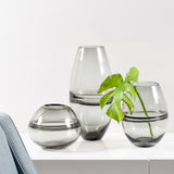 Saturn Ring 14"h Glass Bullet Vase - Smoke