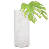 Cora Metallic Bubble 13h" Glass Cylinder Vase - White