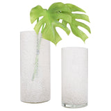 Cora Metallic Bubble 13h" Glass Cylinder Vase - White