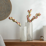 Cora Metallic Bubble 13h" Glass Cylinder Vase - White