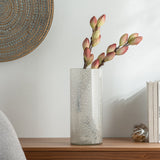 Cora Metallic Bubble 13h" Glass Cylinder Vase - White