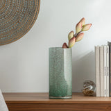 Cora Metallic Bubble 10h" Glass Cylinder Vase - Teal