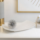 Clara Embossed Mandala White Ceramic 8x14.5" Platter