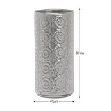 Clara Embossed Mandala Silver Ceramic 9.5h" Vase