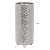 Clara Embossed Mandala Silver Ceramic 11.5h" Vase