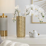 Clara Embossed Mandala Gold Ceramic 11.5h" Vase