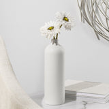 Komi 11h" Ceramic Bottle Vase - White