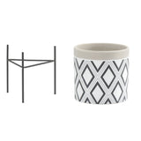 Veranda 5.5d" Ceramic Pot On Stand - Cement / Black Diamond