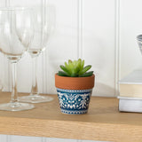 Lisboa Flourish Pattern 3d x 3" Ceramic Drop Pot Planter