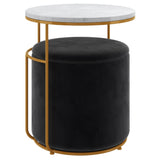 Leo Accent Table & Storage Ottoman Set in Black
