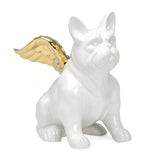 GOLD WINGED ANGELIC BULLDOG 7.5H" CERAMIC DECOR SCULPTURE