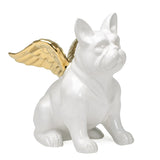 GOLD WINGED ANGELIC BULLDOG 7.5H" CERAMIC DECOR SCULPTURE