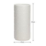 Clara Embossed Mandala White Ceramic 9.5h" Vase