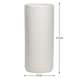 Clara Embossed Mandala White Ceramic 11.5h" Vase