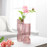 Cascade 10h" Pink Lustre Glass Vase