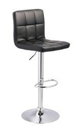 Side view of Bellatier tall upholstered swivel barstool in black or white at Couch9 Calgary furniture store