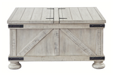 Frazwa coffee table styled with decor in a contemporary space