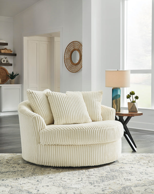 Larco Oversized Swivel Accent Chair - Ivory