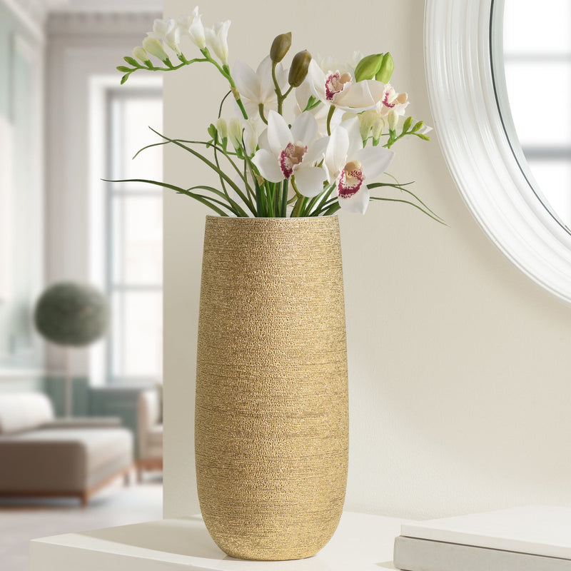 Brava Gold Spun 14.5h" Textured Vase