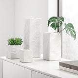 Radiance Ceramic Cube 11.75h" Vase - White