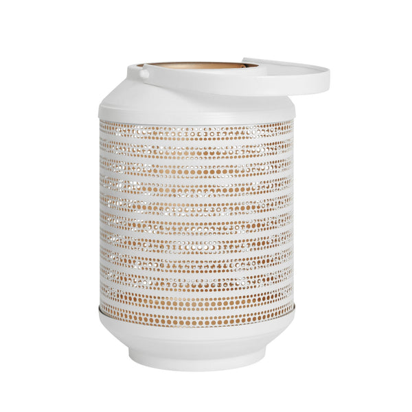 Dot Cutout 6.5dx10h" Metal Lantern - White/Gold