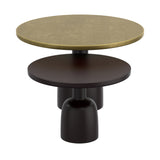 Adi 2pc Round Coffee Table Set - Antique Gold/Black