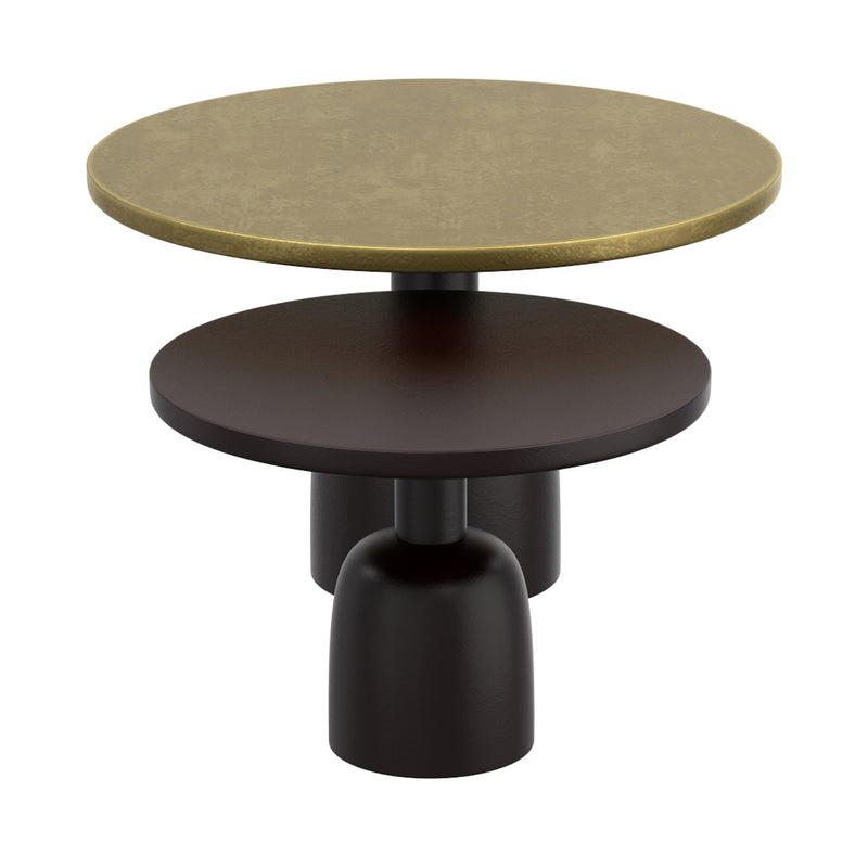 Adi 2pc Round Coffee Table Set - Antique Gold/Black