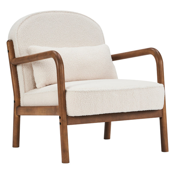 Buran Accent Chair - White Boucle/Walnut