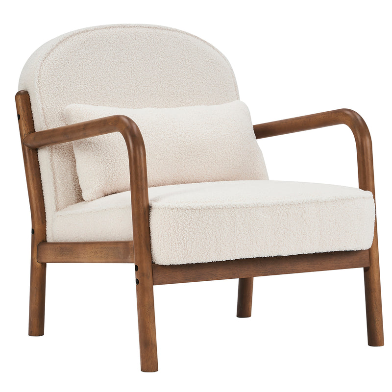 Fani Accent Chair - White Boucle/Walnut