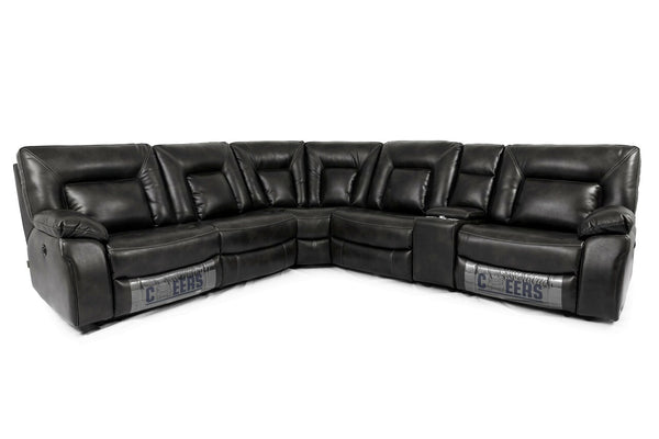 Montana 6 Pcs. AIR LEATHER Power Recliner Sectional - Black