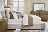 Camry Upholstered Bed styled in a contemporary bedroom interior