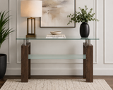 Compass Sofa Table with Glass Top