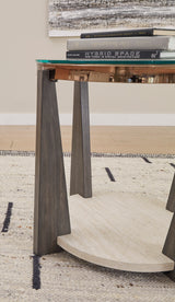 Frazwa end table front view in modern living room setting